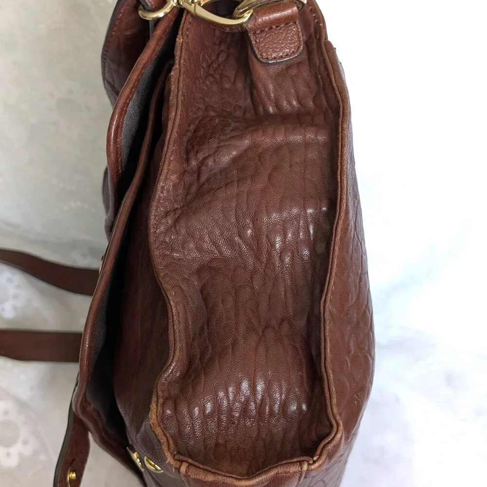 HYPE Brown Pebbled Leather Laptop Shoulder Messenger Briefcase Satchel Bag